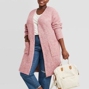 universal thread cozy duster cardigan pink Medium